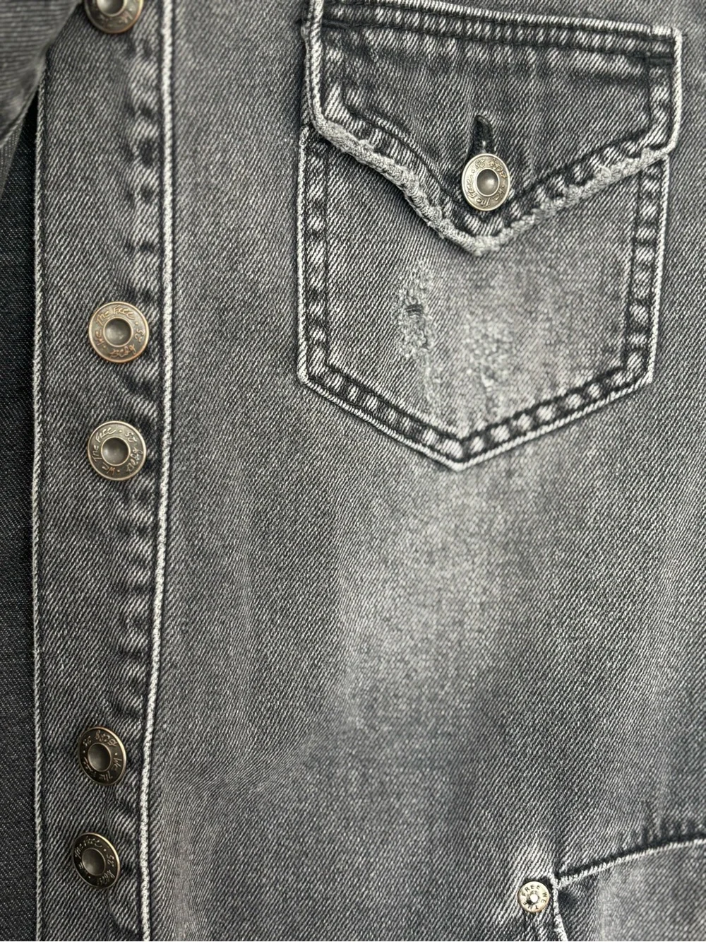 Free People Moonchild Distressed Black Denim Shacket Jacket Oversized XS